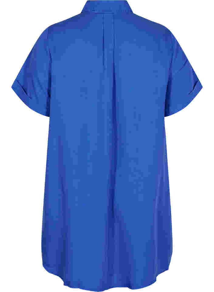 Kurzarm Tunika mit Kragen, Dazzling Blue, Packshot image number 1