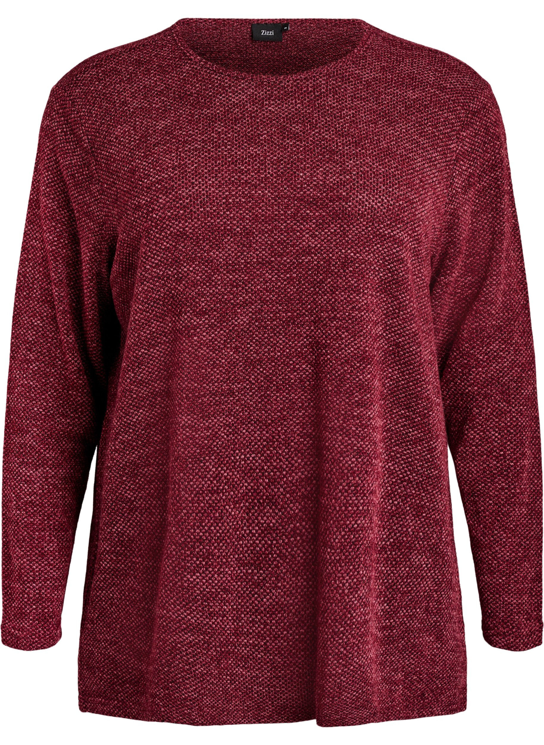 ZizziLang&auml;rmelige Bluse mit Struktur, Dunkles Bordeaux, Packshot image number 0