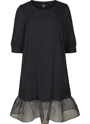 Kleid mit Puffärmeln, Black, Packshot image number 0