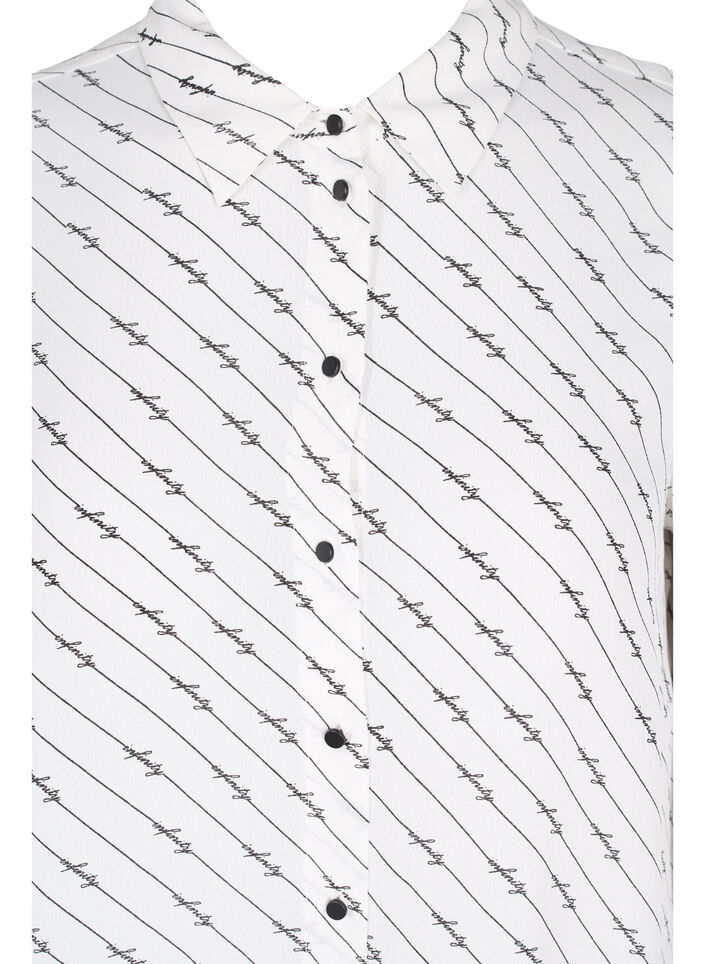 Gestreiftes Hemdkleid aus Viskose, White AOP, Packshot image number 2