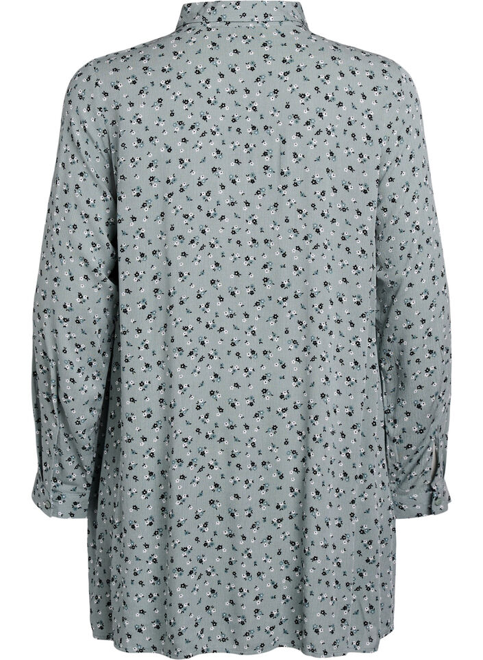 Lange Bluse mit geblümtem Print, Grün, Packshot image number 1