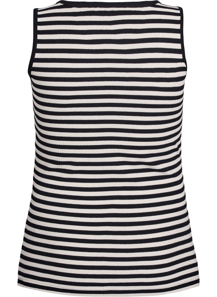 Gestreiftes Tanktop mit Rippenstruktur, Schwarz, Packshot image number 1