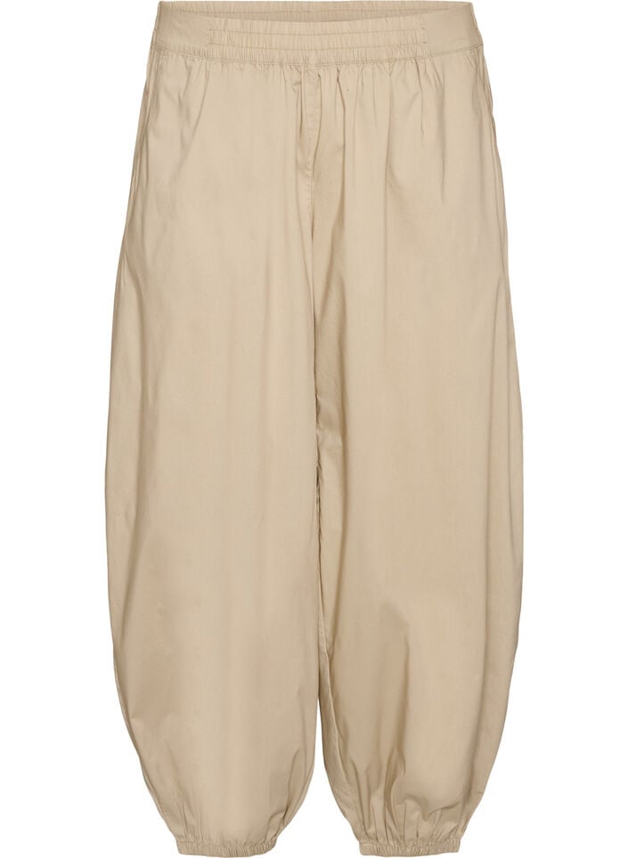 Ballonhose mit Taschen und elastischem Bund, Beige, Packshot image number 0