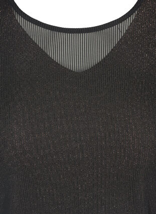 Langarm Bluse mit Lurex und V-Ausschnitt, Black, Packshot image number 2