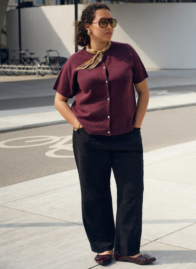 Strickjacke mit kurzen &Auml;rmeln, Dunkles Bordeaux, Image image number 0