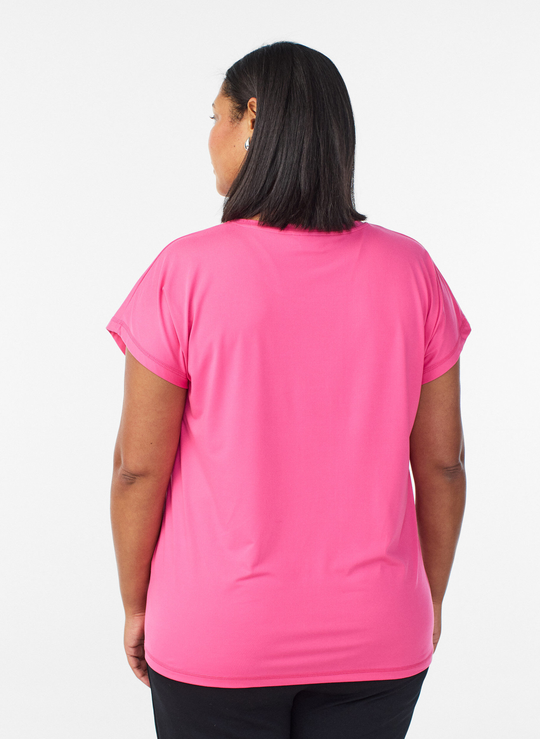 Zizzi Einfarbiges Trainings-T-Shirt, Pink, Model image number 2