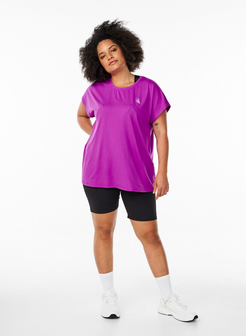 Einfarbiges Trainings-T-Shirt, Lila, Model image number 1