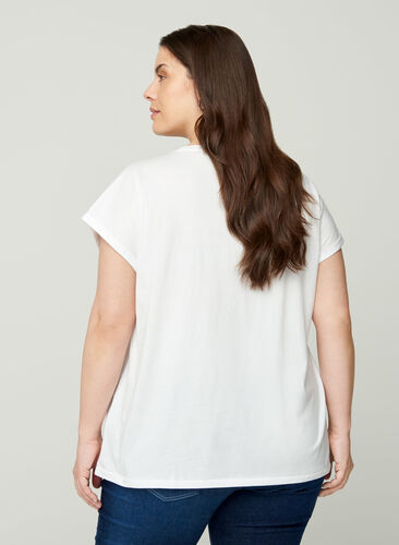 Kurzarm T-Shirt aus Baumwolle, Bright White, Model image number 1
