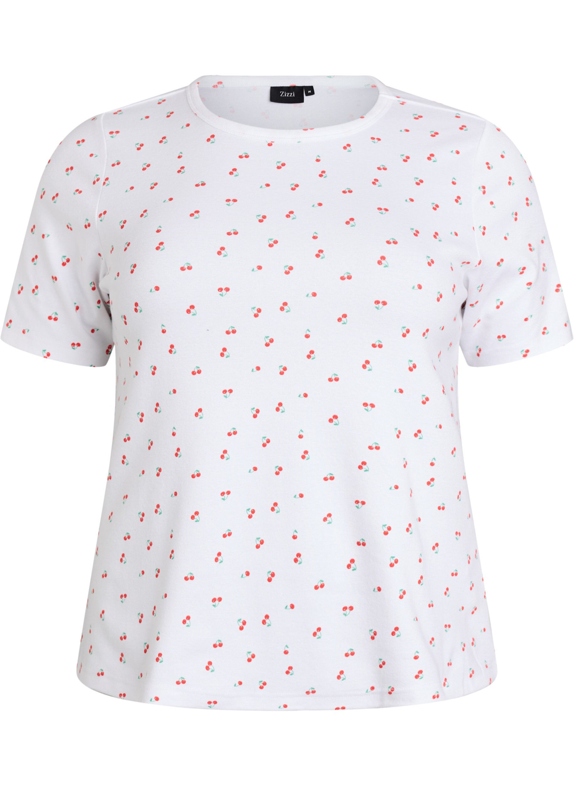 Zizzi T-Shirt aus Baumwolle mit Allover-Druck, Vanille, Packshot image number 0