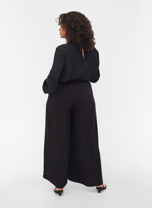 Einfarbige weite Hose, Black, Model image number 1