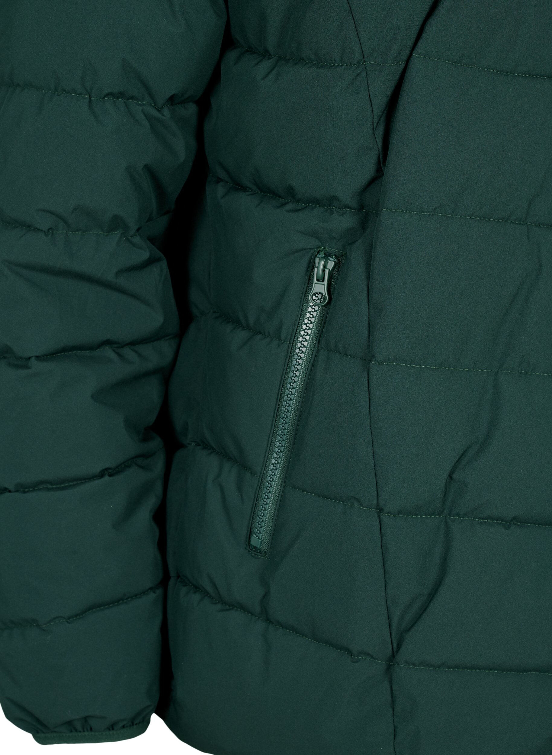 Zizzi Kurze Steppjacke mit Kapuze, Gr&uuml;n, Packshot image number 3