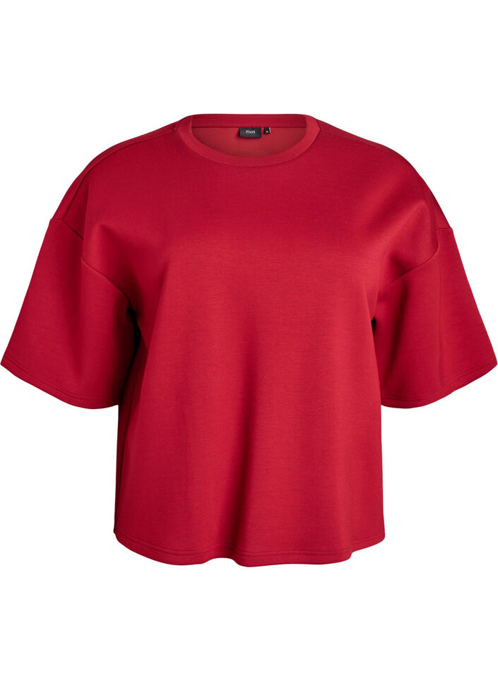 Kurzes Loose-Fit T-Shirt aus Modal-Mix, Rot, Packshot image number 0