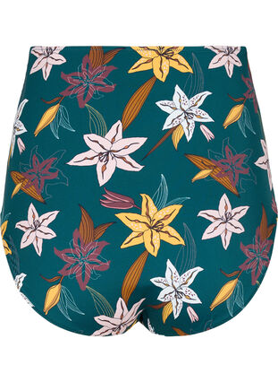 Extra hoch taillierte Bikini-Hose mit Blumenprint, Lily Teal, Packshot image number 1