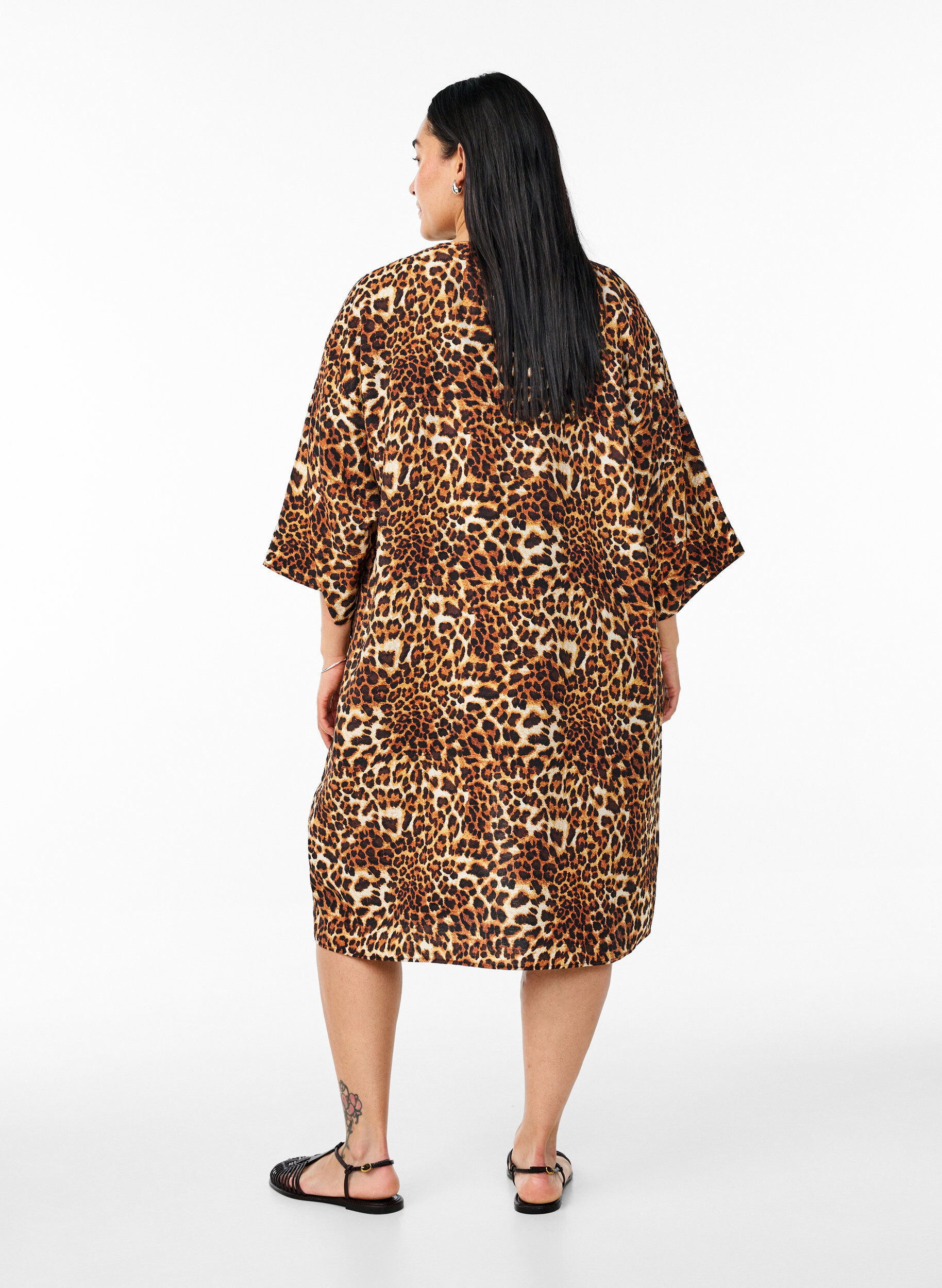 ZizziViskose-Kimono mit 3/4-&Auml;rmeln, Braun, Model image number 2
