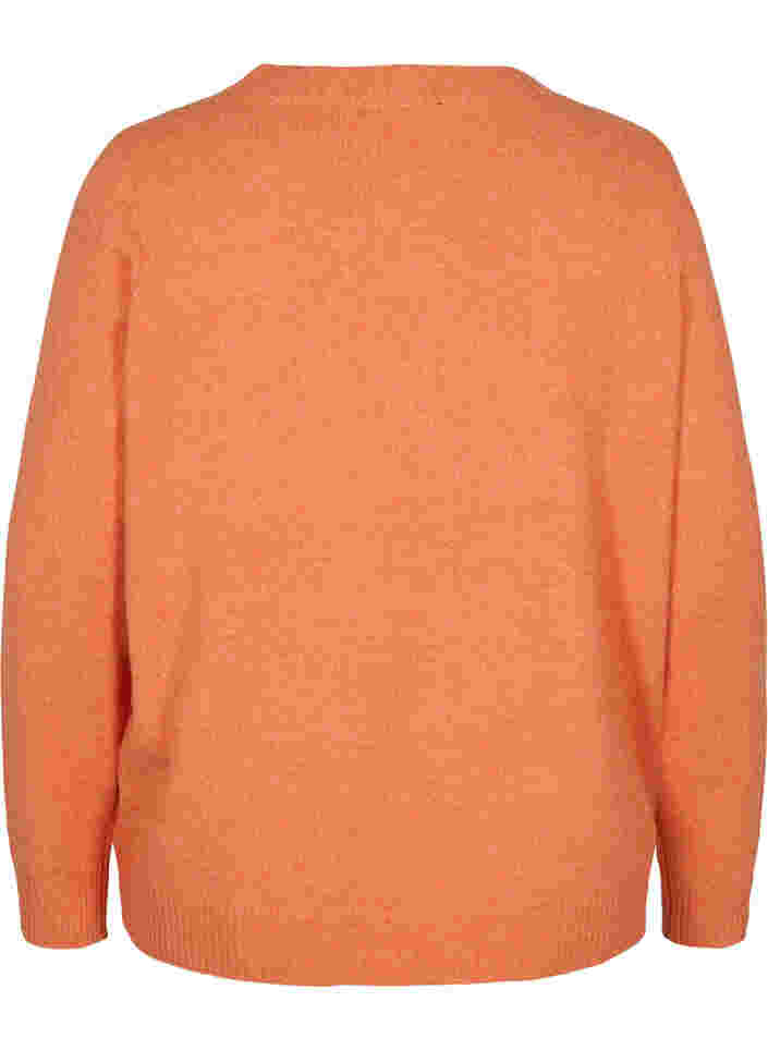 Kurzer Strickcardigan mit kontrastvollen Knöpfen, Mandarin Orange Mel, Packshot image number 1