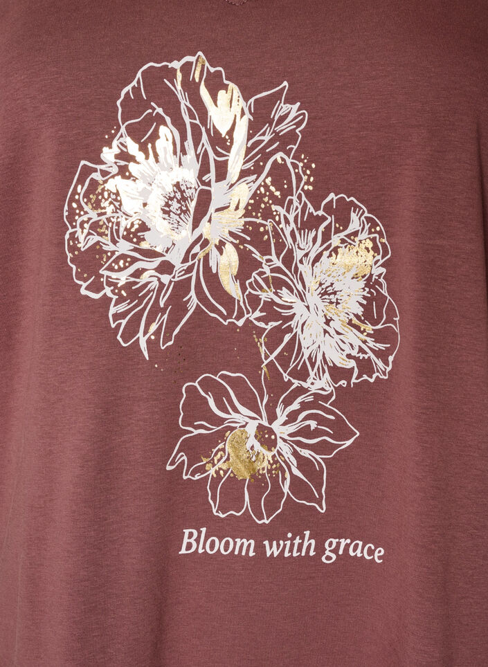 T-Shirt aus Baumwolle mit Frontprint und V-Ausschnitt, Rot, Packshot image number 2