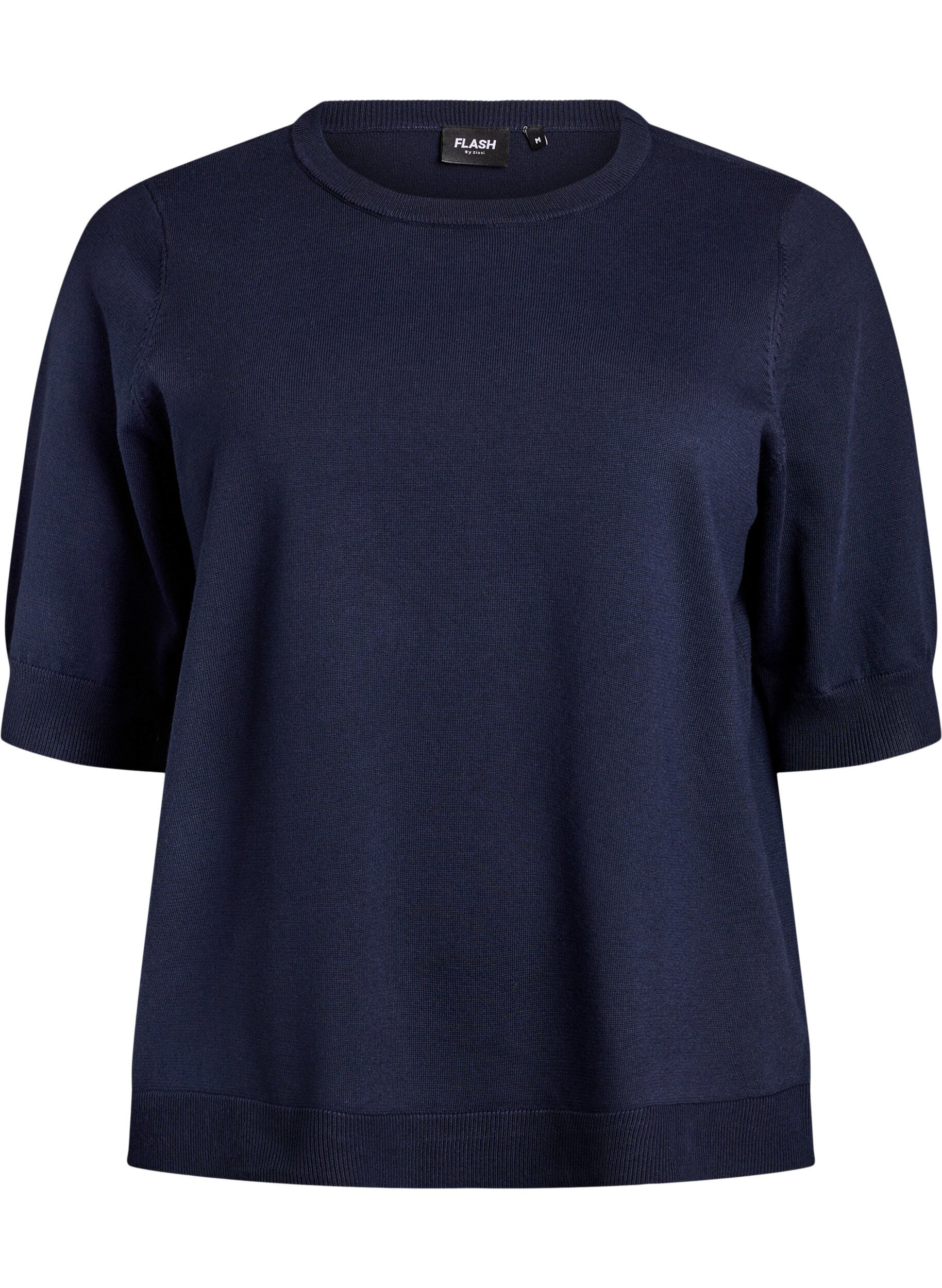 FLASH - Fein gestrickte Bluse mit kurzen &Auml;rmeln