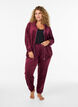 Cardigan aus Velours mit Rei&szlig;verschluss und hohem Kragen, Dunkles Bordeaux, Model image number 1