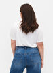 Kurz&auml;rmeliges Basic T-Shirt mit V-Ausschnitt, Wei&szlig;, Model image number 2