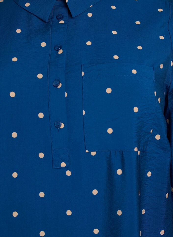 Kleid mit Kragen und Brusttasche, Blau, Packshot image number 2