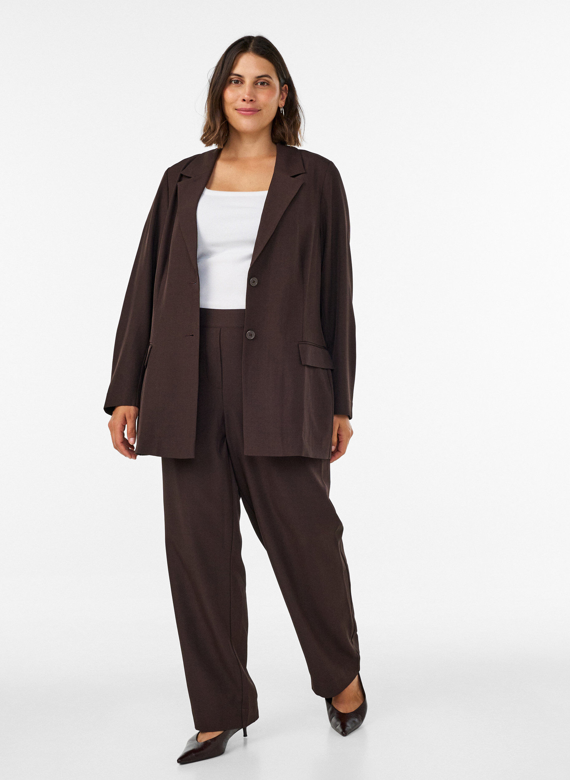 ZizziBlazer mit Taschen und Schlitzen, Braun, Model image number 1