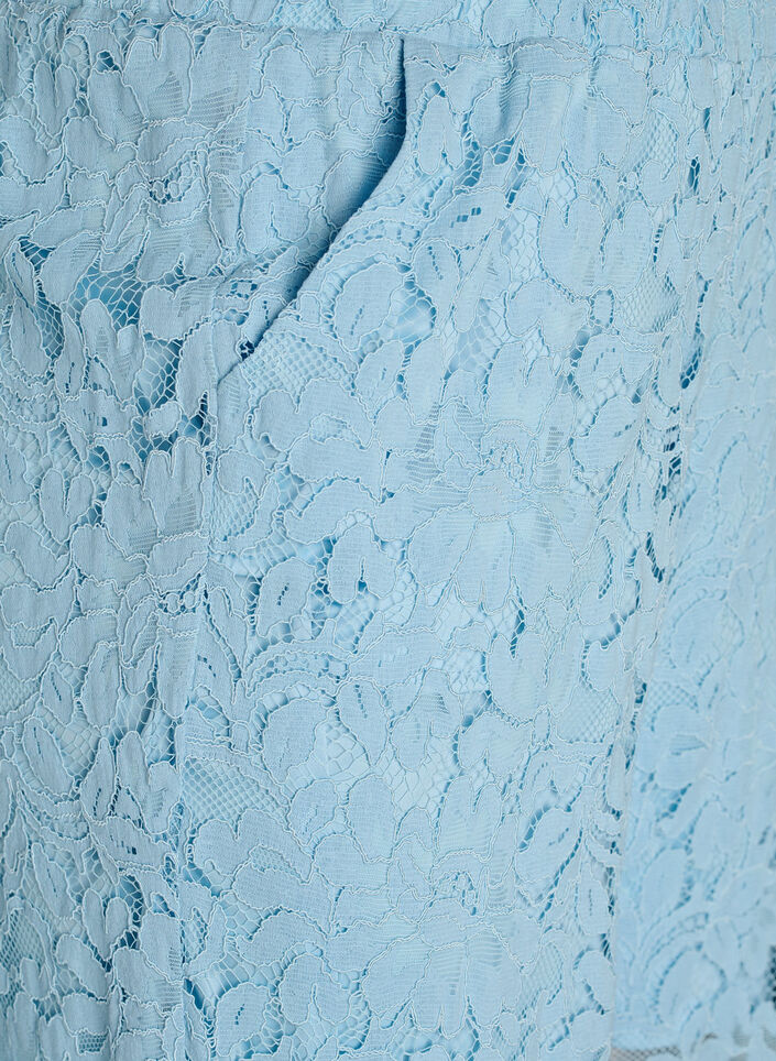 Hoch taillierte Spitzenhose mit geraden Beinen, Blau, Packshot image number 2