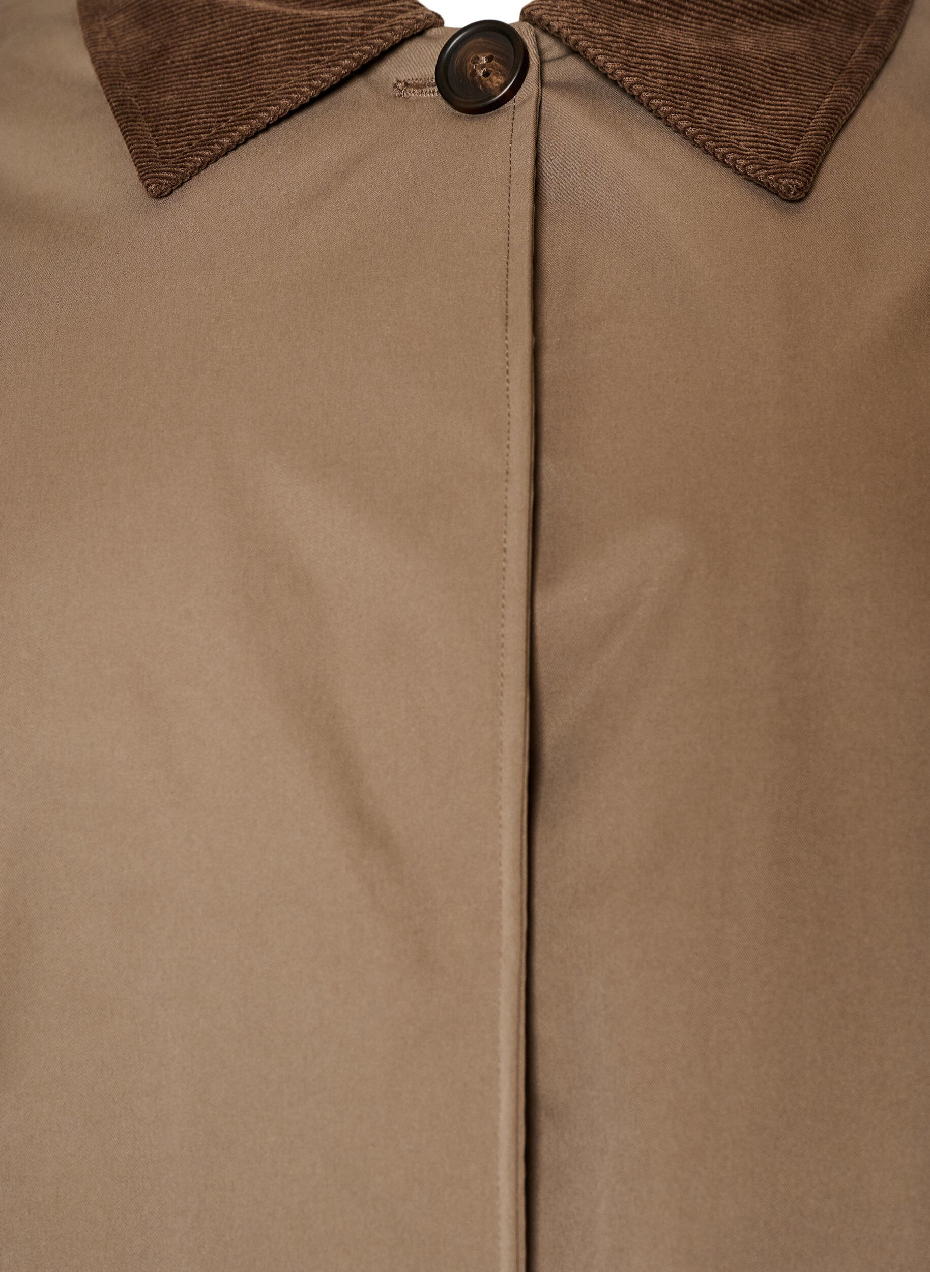 ZizziLeicht wattierte Jacke mit Cordkragen, Braun, Packshot image number 2