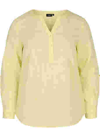 Hemdbluse aus Baumwolle mit V-Ausschnitt