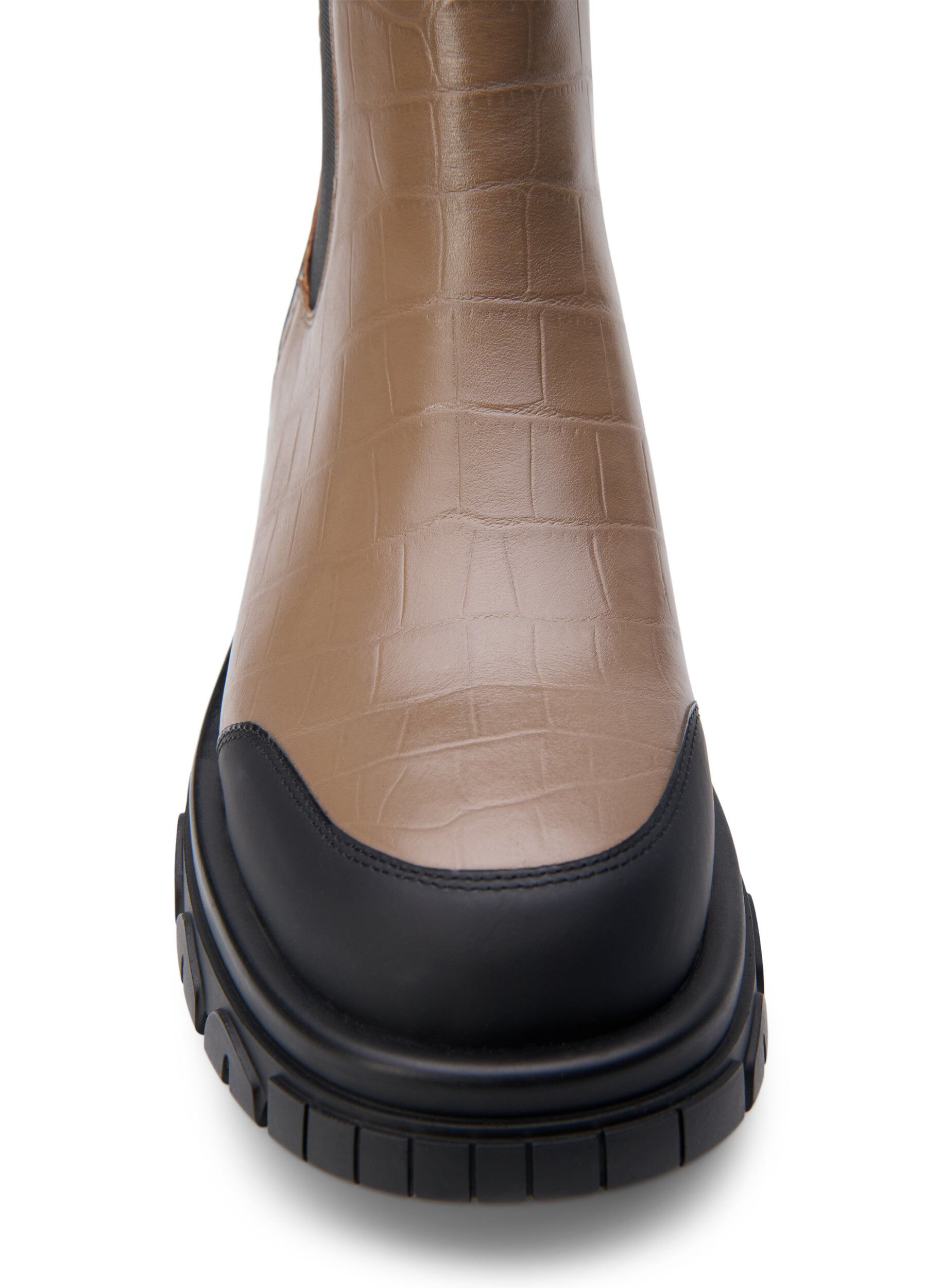 Zizzi Extra-Weite &ndash; Croco Chelsea-Stiefel aus Leder, Pine Bark, Packshot image number 2