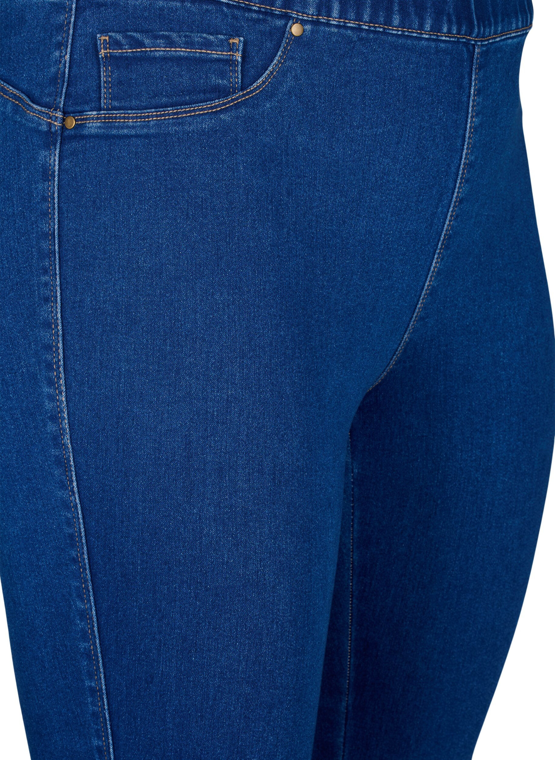Zizzi  Denim-Caprihosen mit elastischem Bund, Blau, Packshot image number 2