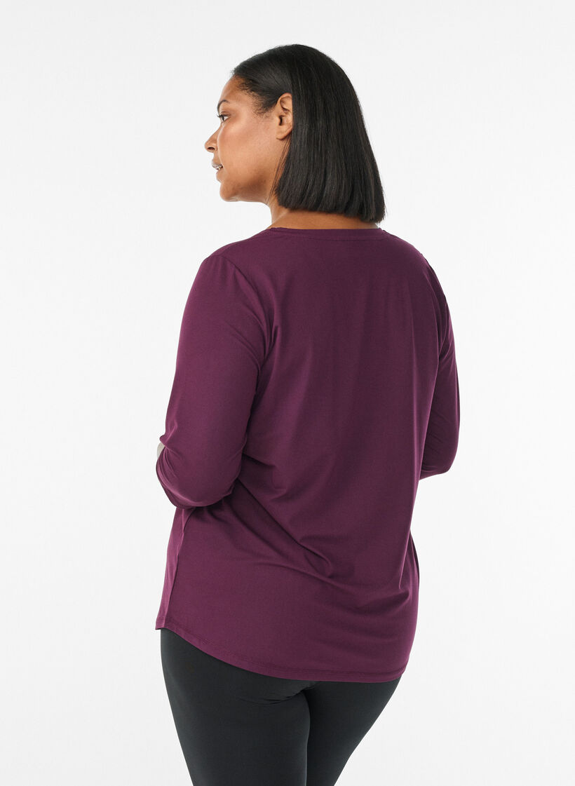 Trainingsshirt mit 3/4-&Auml;rmeln, Lila, Model image number 2