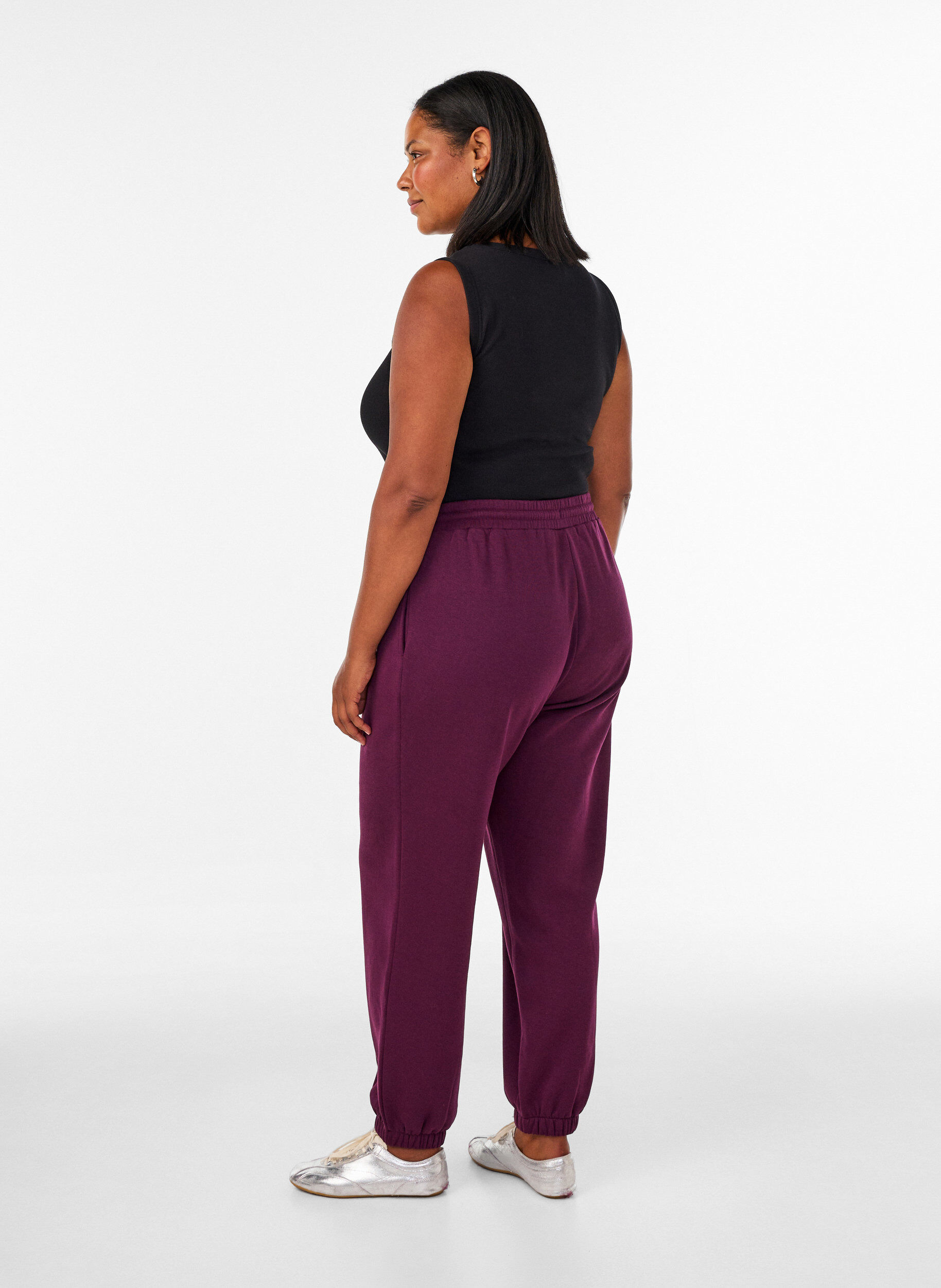 ZizziHoch taillierte Sweatpants mit Kordelzug, Lila, Model image number 1