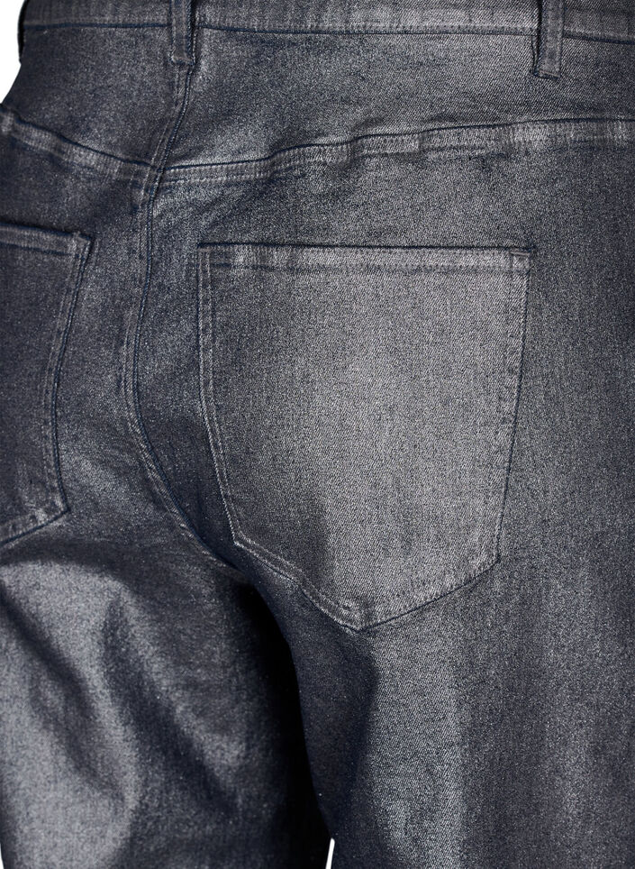 Silberbeschichtete Jeans mit hoher Taille, Gun Silver , Packshot image number 3