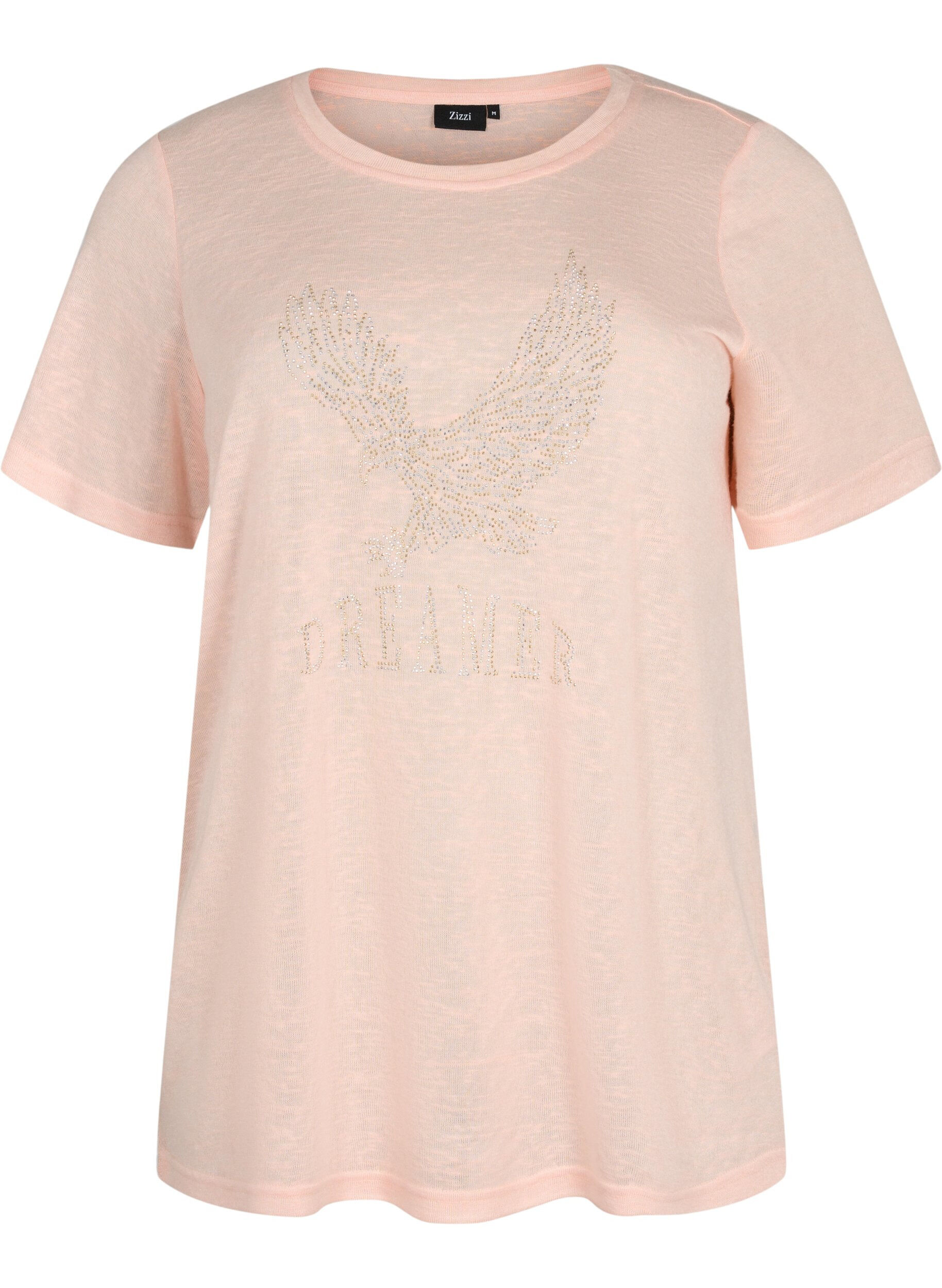 Zizzi T-Shirt mit Nieten und Rundhalsausschnitt, Pale Blush, Packshot image number 0