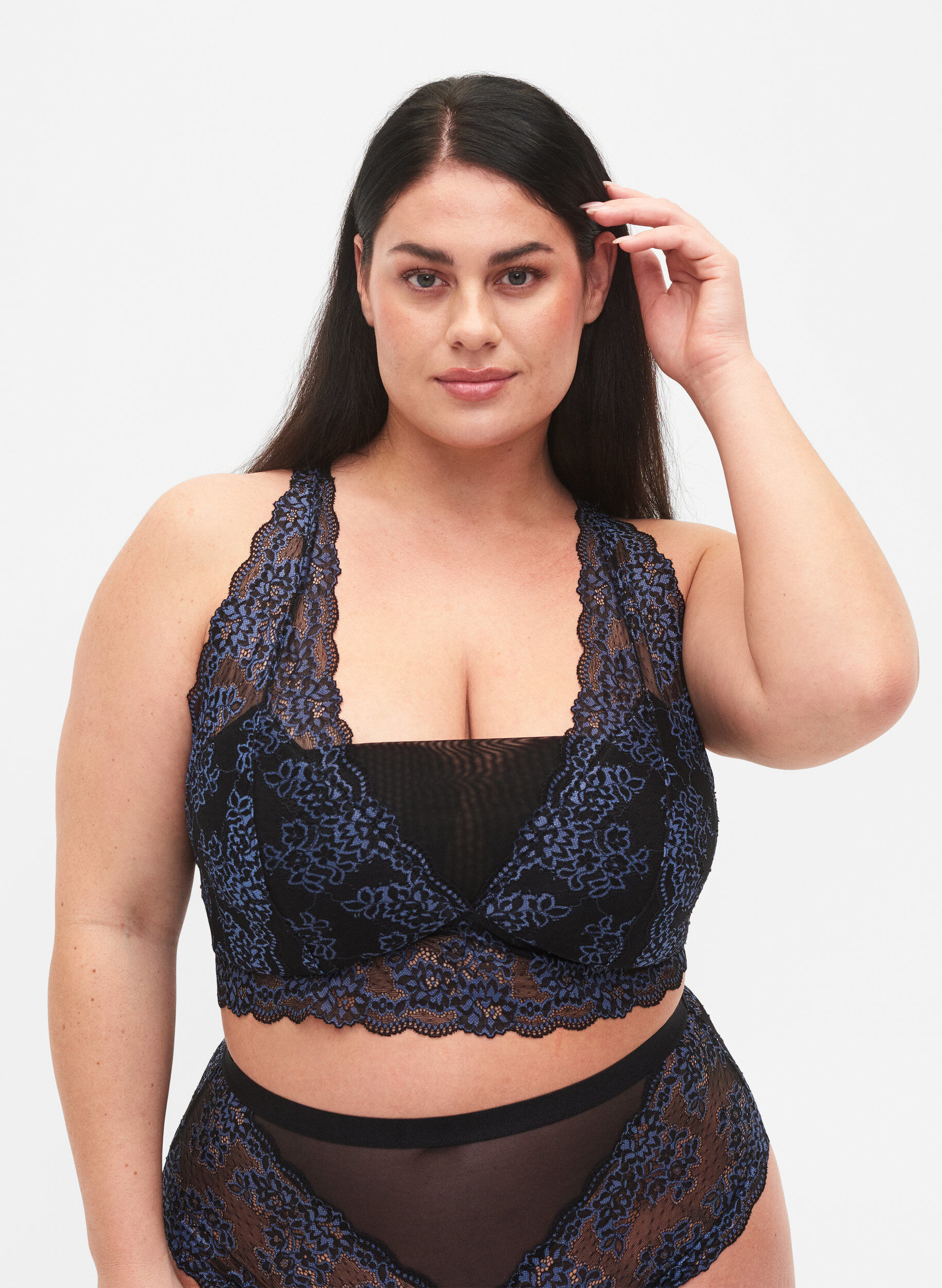 Zizzi BH mit Spitze und Mesh, Schwarz, Model image number 0
