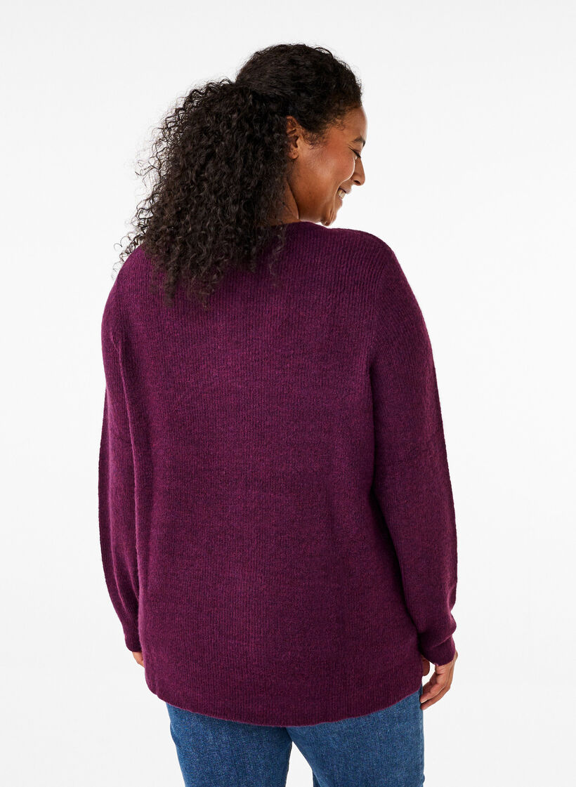 Melange-Pullover mit Rundhalsausschnitt, Potent Purple Mel., Model image number 1