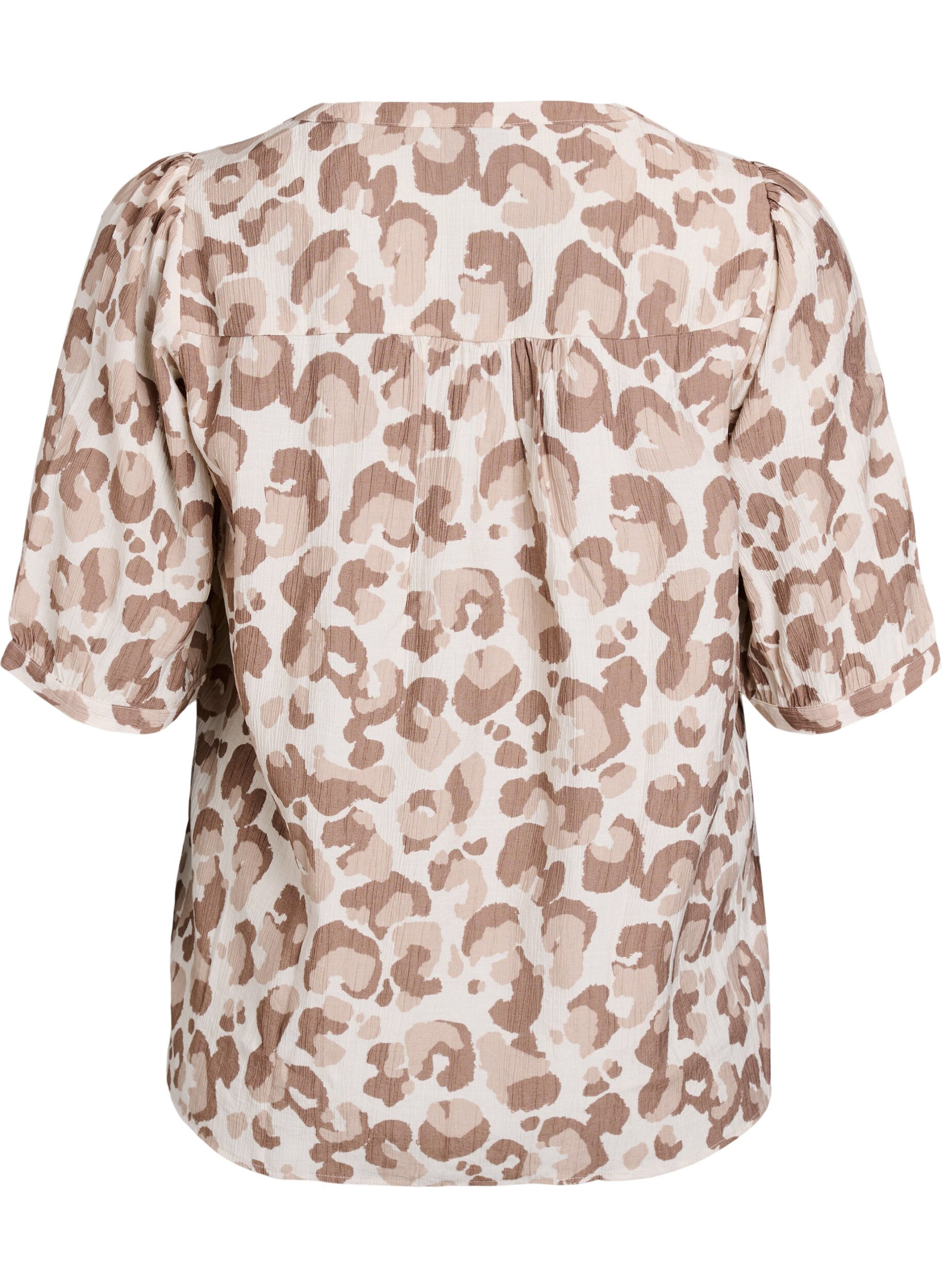 Zizzi Bluse mit Leopardenmuster und halben &Auml;rmeln, Wei&szlig;, Packshot image number 1
