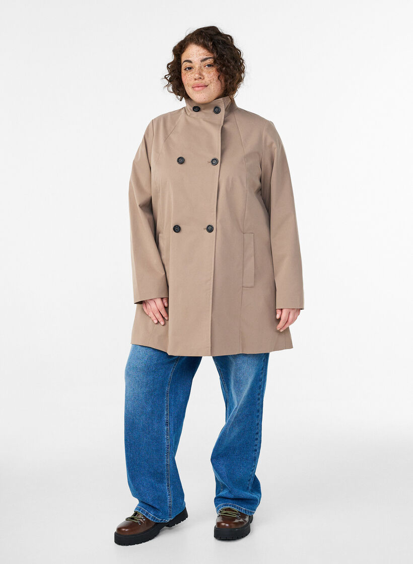 Fr&uuml;hlingsjacke aus wasserabweisendem Material mit A-Linie, Grau, Model image number 1