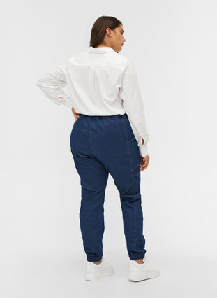 Lockere Jeans mit Tunnelzug, Medium Blue, Model image number 1