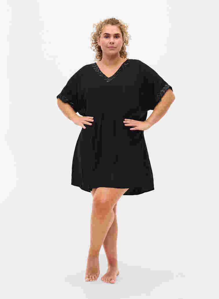 Strandkleid aus Viskose, Black, Model image number 2