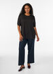 Bluse mit Knopfdetail und kurzen Puff&auml;rmeln, Schwarz, Model image number 1