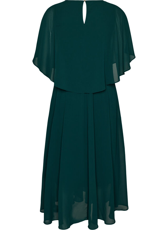 Kurz&auml;rmeliges Maxikleid in A-Linie, Gr&uuml;n, Packshot image number 1