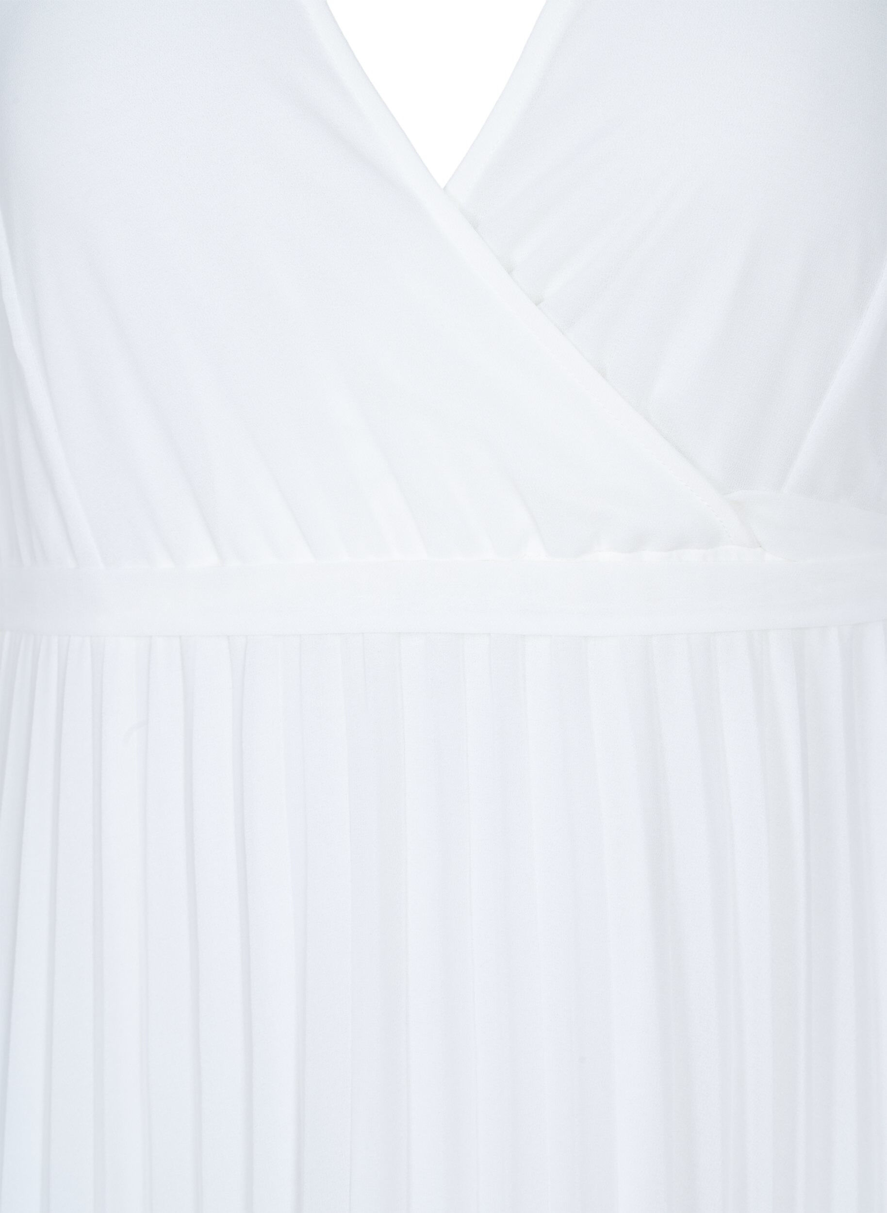 Zizzi Plissiertes Midikleid mit kurzen &Auml;rmeln, Star White, Packshot image number 2