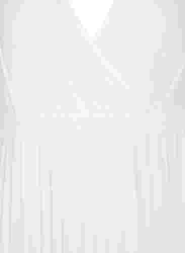 Plissiertes Midikleid mit kurzen Ärmeln, Star White, Packshot image number 2