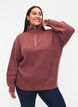 Strickpullover mit hohem Kragen und Rei&szlig;verschluss, Rot, Model image number 0