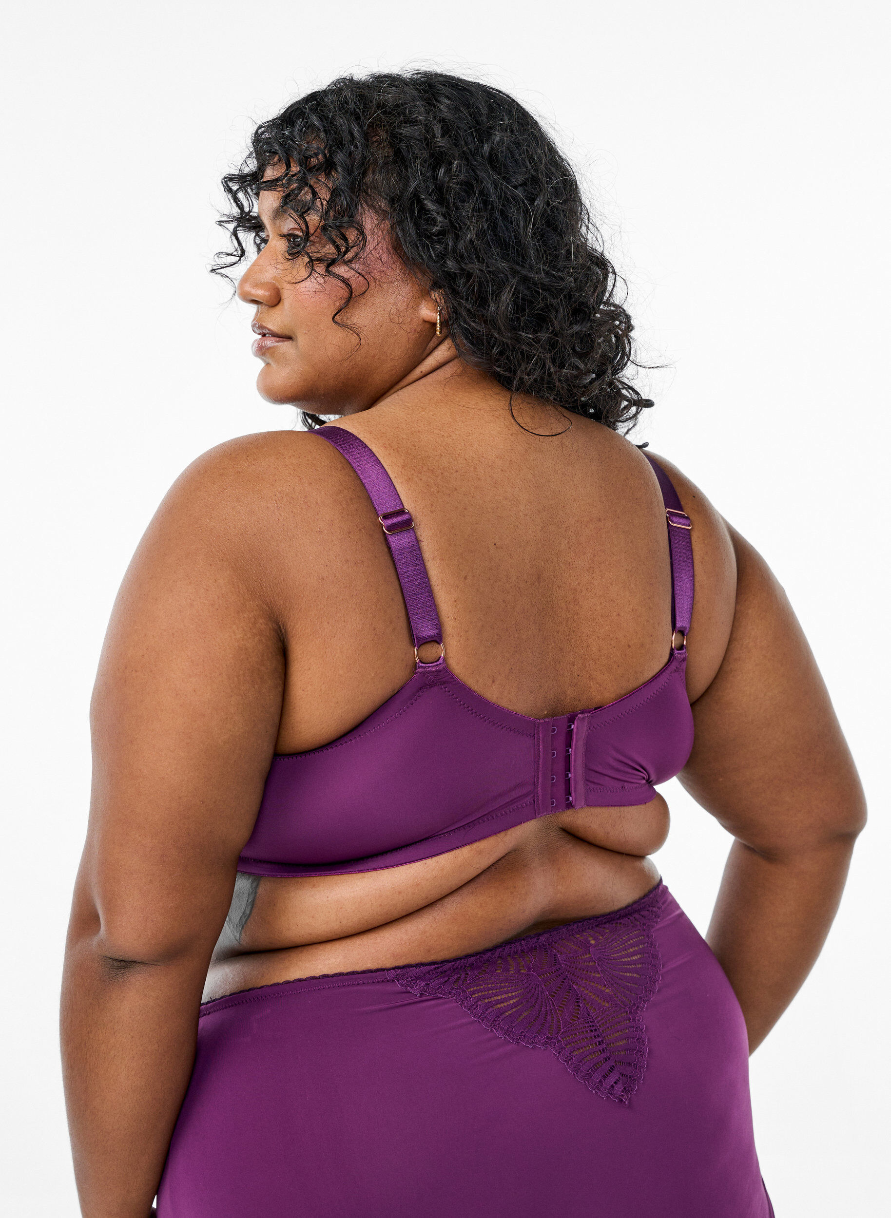 Zizzi Gepolsterter BH mit Spitze, Dunkles Bordeaux, Model image number 2