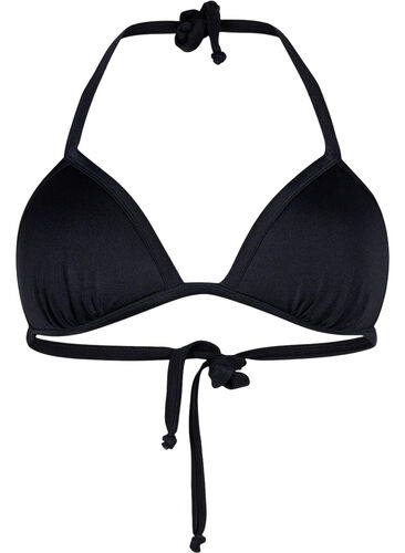 Einfarbiger Triangel-Bikini-BH, Black, Packshot image number 0