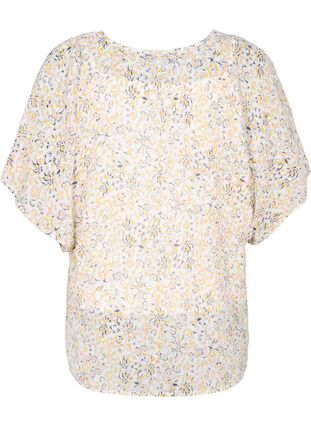 Kurzarm Bluse mit Bindebändern und Print , Icicle Flower AOP, Packshot image number 1