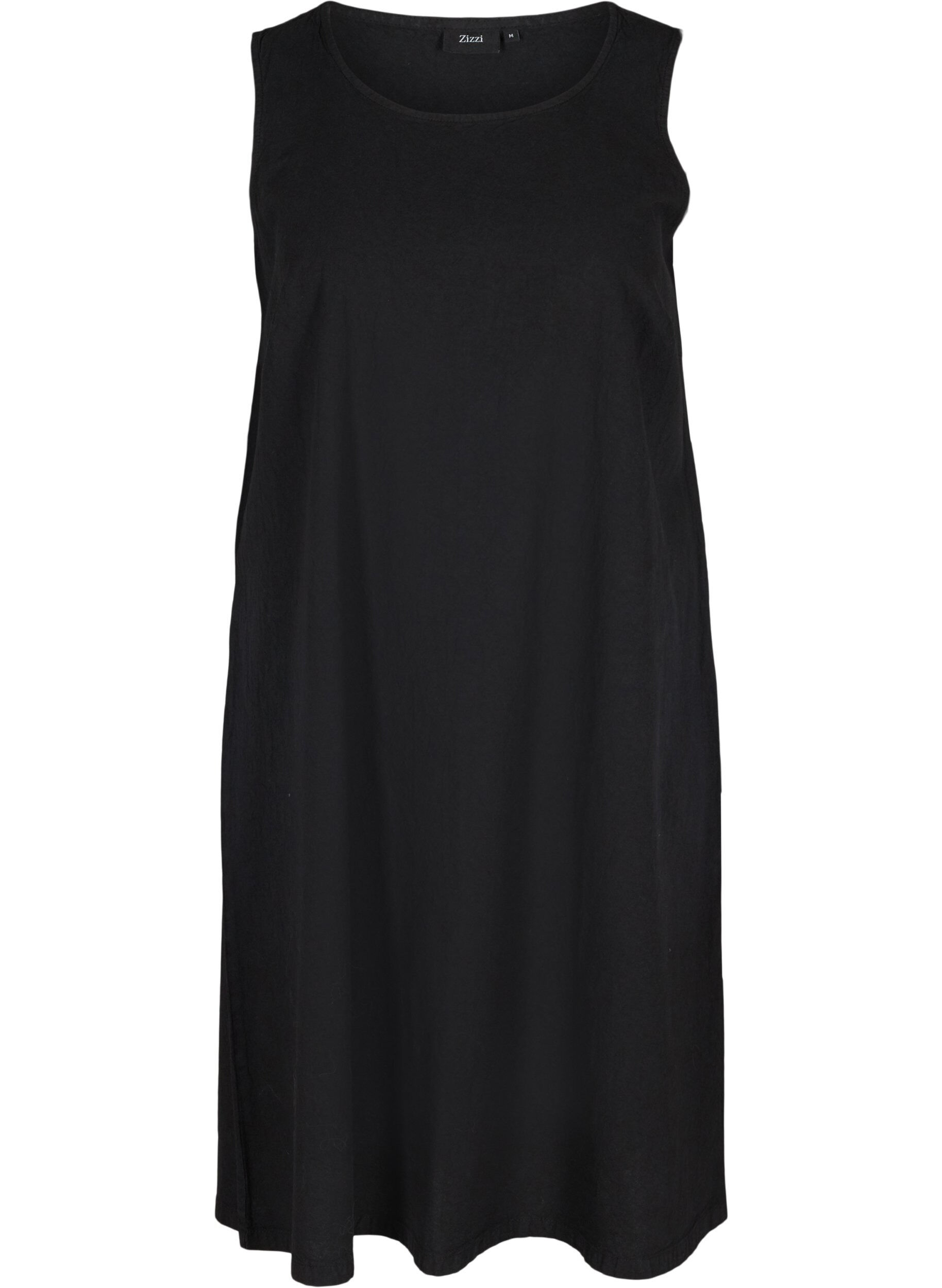 Zizzi &Auml;rmelloses Baumwollkleid mit A-Linie, Black, Packshot image number 0