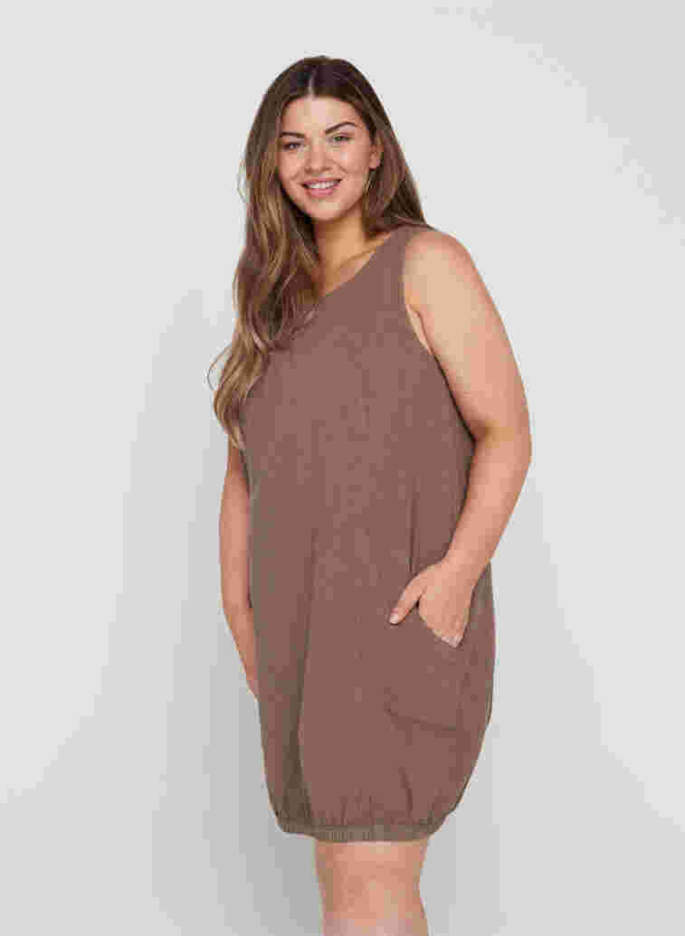 Ärmelloses Kleid aus Baumwolle, Falcon, Model image number 0